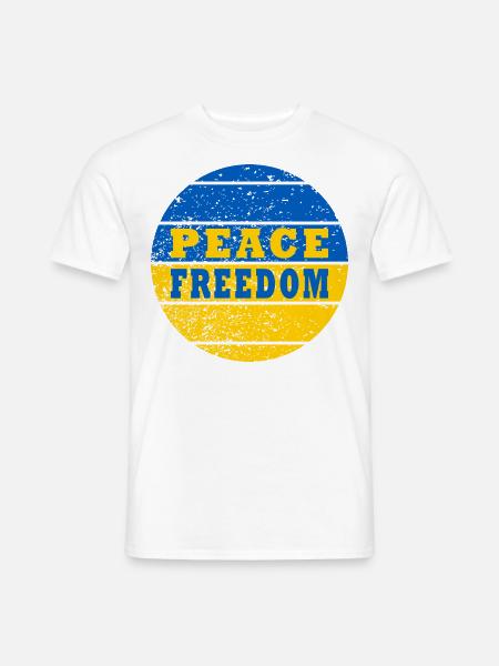 Frieden Freiheit Ukraine - Männer T-Shirt - Weiß