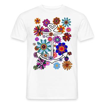 Tropical Look Anker Blumen und Blüten - Männer T-Shirt - Weiß - Vorne - AI Model Male 178 dark (178cm)
