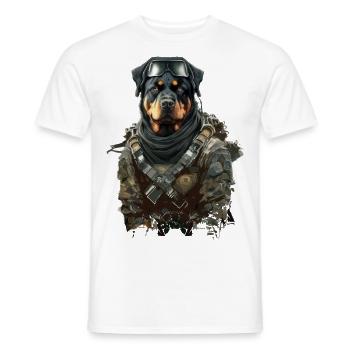 Rottweiler en tant que soldat - T-shirt homme - blanc - Devant - AI Model Male 178 dark (178cm)