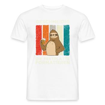Geschmeidig Festplatte Formatieren Faultier Bier - Männer T-Shirt - Weiß - Vorne - AI Model Male 178 dark (178cm)