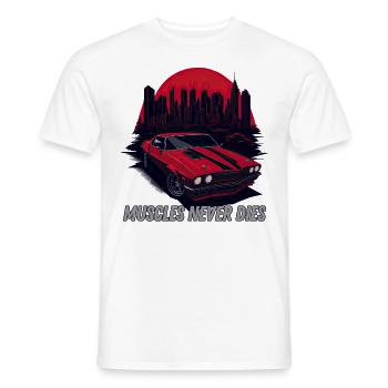 Muscle Car Never Dies - Men's T-Shirt - white - Front - AI Model Male 178 dark (178cm)