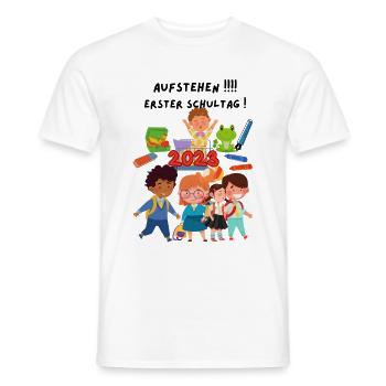 Schulanfang 2023 magenta T-Shirt Uni - Männer T-Shirt - Weiß - Vorne - AI Model Male 178 dark (178cm)