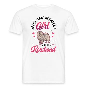 Fille et son Wolfspitz German Keeshond - T-shirt homme - blanc - Devant - AI Model Male 178 dark (178cm)