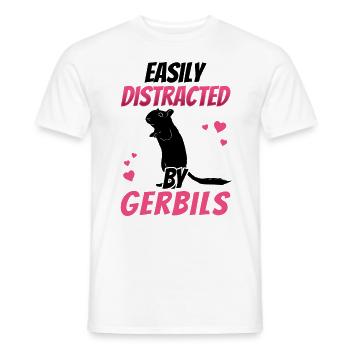 Distrait par un rongeur gerbille - T-shirt homme - blanc - Devant - AI Model Male 178 dark (178cm)