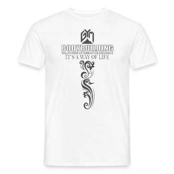 Gym Bodybuilding Fitness Workout Outfit - Men's T-Shirt - white - Front - AI Model Male 178 dark (178cm)