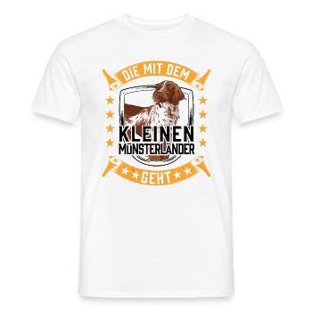 Die mit dem Kleiner Münsterländer geht - Männer T-Shirt - Weiß - Vorne - AI Model Male 178 dark (178cm)