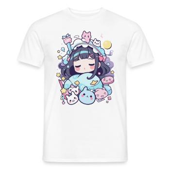 Pyjamas d’anime au design pastel pour les amoureux du Japon - T-shirt homme - blanc - Devant - AI Model Male 178 dark (178cm)