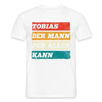 Tobias Der Mann Der Alles Kann Vorname Tobias - Männer T-Shirt - Weiß - Vorne - AI Model Male 178 dark (178cm)