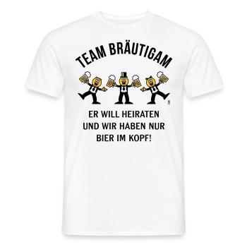 Team Bräutigam (Karikatur / Bier Im Kopf / 3C / B) - Männer T-Shirt - Weiß - Vorne - AI Model Male 178 dark (178cm)