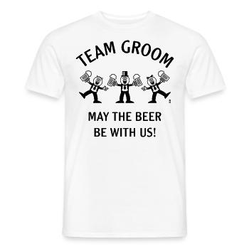 Team Groom (Caricature / Bière avec nous / 1C) - T-shirt homme - blanc - Devant - AI Model Male 178 dark (178cm)