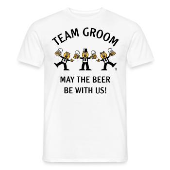Team Groom (Karikatur / Bier mit uns / 3C / B) - Männer T-Shirt - Weiß - Vorne - AI Model Male 178 dark (178cm)