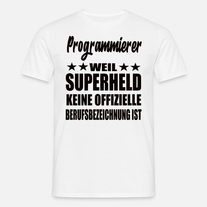 Programmierer Superheld Spruch - Männer T-Shirt - Weiß