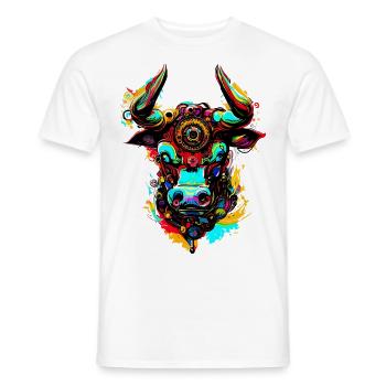 Mechanischer kreativer bunter Stier - Männer T-Shirt - Weiß - Vorne - AI Model Male 178 dark (178cm)