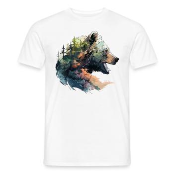Ours, Grizzly, Tête d’ours, Nature, Nature, Nature, Forêt, Montagnes - T-shirt homme - blanc - Devant - AI Model Male 178 dark (178cm)