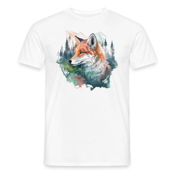 Fuchs Fuchskopf Natur Wildnis Wald Bäume Berge - Männer T-Shirt - Weiß - Vorne - AI Model Male 178 dark (178cm)