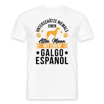 Alter Mann mit Galgo Espanol Spanischer Windhund - Männer T-Shirt - Weiß - Vorne - AI Model Male 178 dark (178cm)