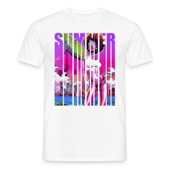 Sommerliche Blitzfarbe - Männer T-Shirt - Weiß - Vorne - AI Model Male 178 dark (178cm)