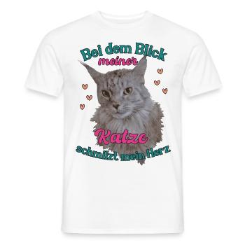 Bei dem Blick meiner Katze schmilzt mein Herz - Männer T-Shirt - Weiß - Vorne - AI Model Male 178 dark (178cm)