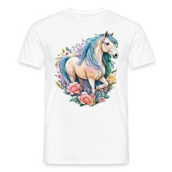 Pastel Horse Mare Beautiful Horse Artwork - Men's T-Shirt - white - Front - AI Model Male 178 dark (178cm)