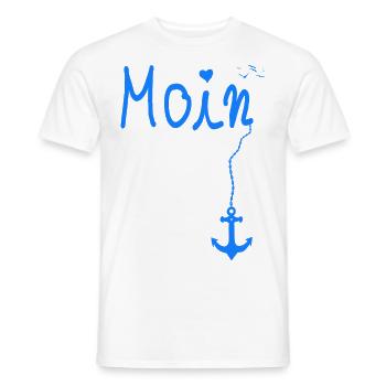 Moin Begrüßung Moin mit Möwe- Blaue Edition - Männer T-Shirt - Weiß - Vorne - AI Model Male 178 dark (178cm)