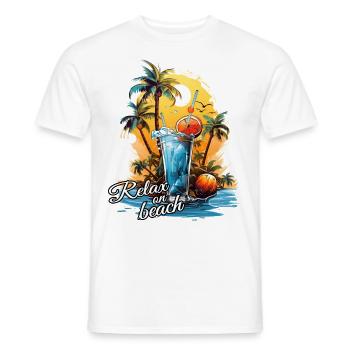 Cocktail d’été Vacances à la plage - T-shirt homme - blanc - Devant - AI Model Male 178 dark (178cm)