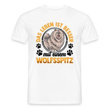 Leben mit Wolfsspitz Deutscher Keeshond - Männer T-Shirt - Weiß - Vorne - AI Model Male 178 dark (178cm)