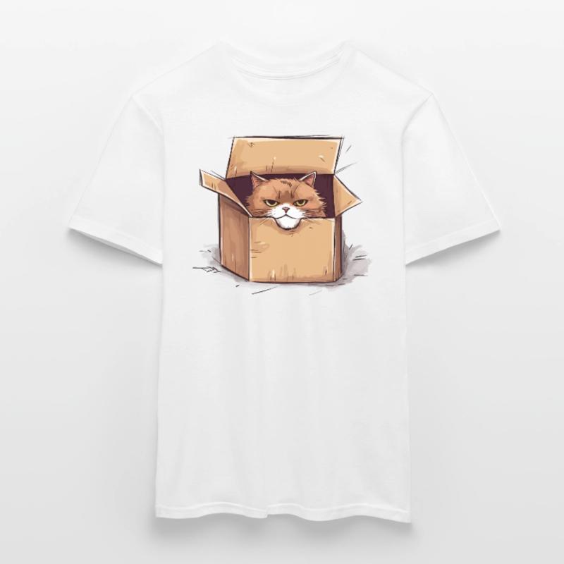 Cat grumpy grumpy grumpy sits in the box Men’s T-shirt