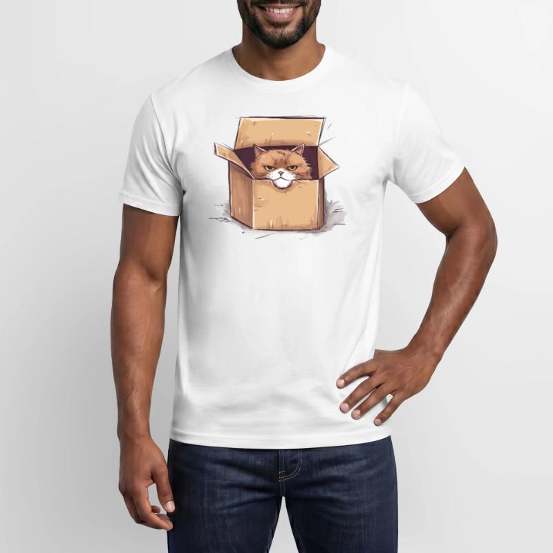 Cat grumpy grumpy grumpy sits in the box Men’s T-shirt