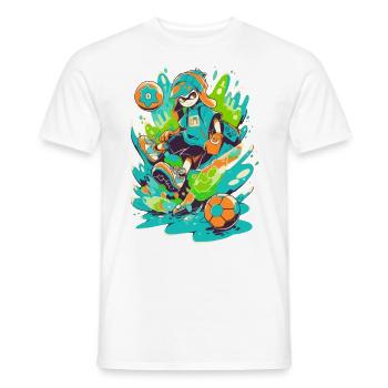Joueur de football funky dans la conception de jeux d’art de rue - T-shirt homme - blanc - Devant - AI Model Male 178 dark (178cm)
