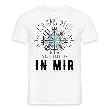 Wegweiser RUNEN Motivation - VEGVISIR - Männer T-Shirt - Weiß - Vorne - AI Model Male 178 dark (178cm)