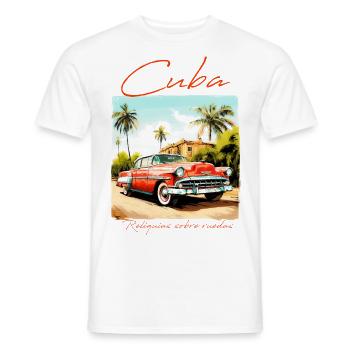 Cuba Car In Village - Men's T-Shirt - white - Front - AI Model Male 178 dark (178cm)