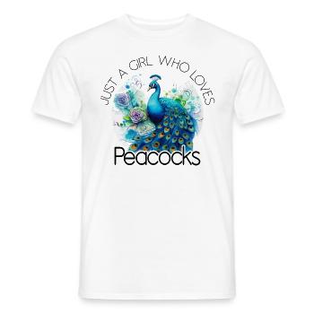 Peacock Flowers Peacock Feather Exotic Colorful Colorful - Men's T-Shirt - white - Front - AI Model Male 178 dark (178cm)