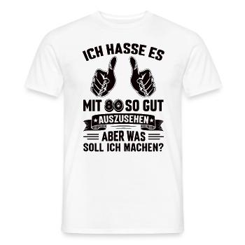 80 Geburtstag 80 Jahre 80 Lebensjahr 80 Lebenalter - Männer T-Shirt - Weiß - Vorne - AI Model Male 178 dark (178cm)