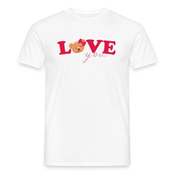 Teddy Love Rouge Blanc - T-shirt homme - blanc - Devant - AI Model Male 178 dark (178cm)