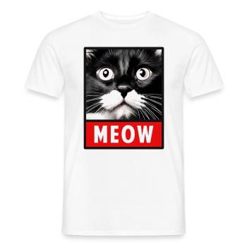 MEOW Meow Cute Cat Face - Men's T-Shirt - white - Front - AI Model Male 178 dark (178cm)