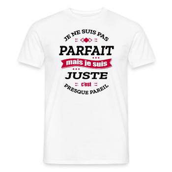 JUSTE PARFAIT - PRENOM JUSTE - T-shirt homme - blanc - Devant - AI Model Male 178 dark (178cm)