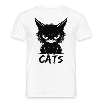 Cats Cute Annoyed Cat Face - Men's T-Shirt - white - Front - AI Model Male 178 dark (178cm)