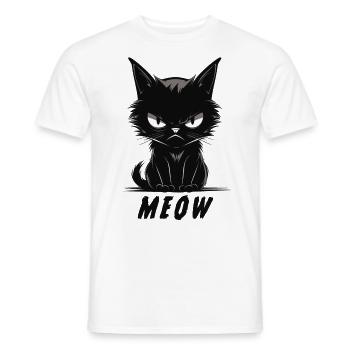 Miaou, joli visage de chat agacé - T-shirt homme - blanc - Devant - AI Model Male 178 dark (178cm)