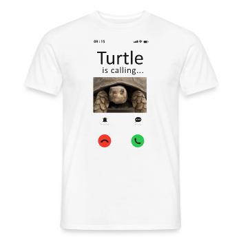 Tortue de mer Tortue Téléphone Affichage - T-shirt homme - blanc - Devant - AI Model Male 178 dark (178cm)