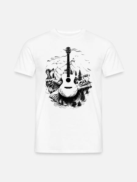 Gitarre Landschaft Instrument Gitarrist Geschenk - Männer T-Shirt - Weiß