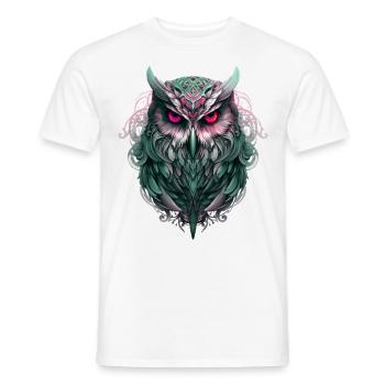 Süße Eule mit großen Augen - Männer T-Shirt - Weiß - Vorne - AI Model Male 178 dark (178cm)
