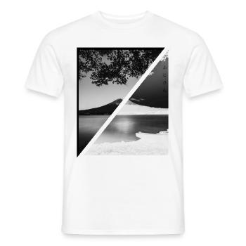 Japanese Art - Japanese T-Shirt - Volcano Mountain - Men's T-Shirt - white - Front - AI Model Male 178 dark (178cm)