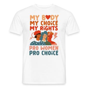 Féministe Mon corps Mon choix Mon - T-shirt homme - blanc - Devant - AI Model Male 178 dark (178cm)