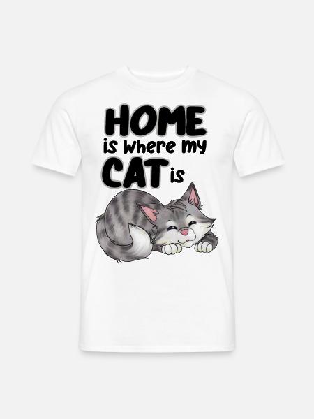 Zuhause ist dort wo meine Katze ist - Männer T-Shirt - Weiß