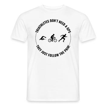 Schwimmen, Radfahren, Laufen, Triathlon, Triathlet, Leichtathletik - Männer T-Shirt - Weiß - Vorne - AI Model Male 178 dark (178cm)