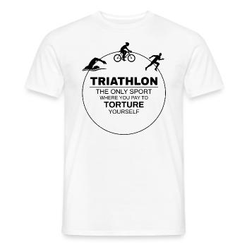 Schwimmen, Radfahren, Laufen, Triathlon, Triathlet, Leichtathletik - Männer T-Shirt - Weiß - Vorne - AI Model Male 178 dark (178cm)
