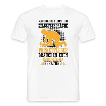 Parkettleger führt Selbstgespräche Bodenleger - Männer T-Shirt - Weiß - Vorne - AI Model Male 178 dark (178cm)