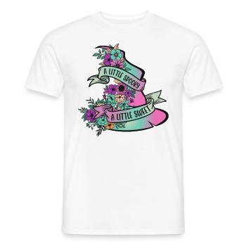 Joli chapeau de sorcière avec des fleurs: Halloween pour les femmes - T-shirt homme - blanc - Devant - AI Model Male 178 dark (178cm)