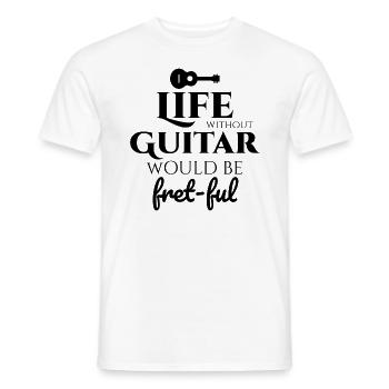 Fret-fully Funny: Célébrer la vie avec des guitares - T-shirt homme - blanc - Devant - AI Model Male 178 dark (178cm)