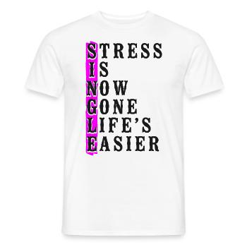 Le stress de la fête de divorce heureuse est maintenant - T-shirt homme - blanc - Devant - AI Model Male 178 dark (178cm)